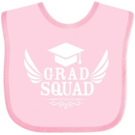 inktastic Grad Squad with Graduation Cap and Wings Baby Bib Pink 371d2
