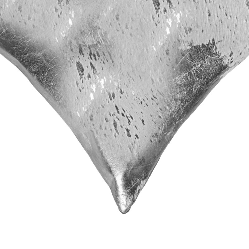 Homeroots 18" Silver Abstract Cowhide Throw Pillow
