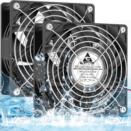 GDSTIME 120mm x 38mm 12V DC IP68 Waterproof Fan, High Speed Dual Ball Bearing Brushless Computer PC Case Exhaust Cooling Fan 2Pin for RV Refrigerator Solar Battery Box Ventilation, 2 Pack