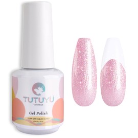 TUTUYU Mermaid Glitter Pink Gel Nail Polish,15ml UV/LED Soak Off Led Lamp Pink Sparkly Shimmer Gel Polish for Manicure Salon,Nail Art Starter,Women Girls Gifts - GP0077