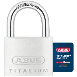ABUS Titalium 64TI/50 padlock - cellar lock with lock body made of special aluminium - hardened steel shackle - ABUS security level 6