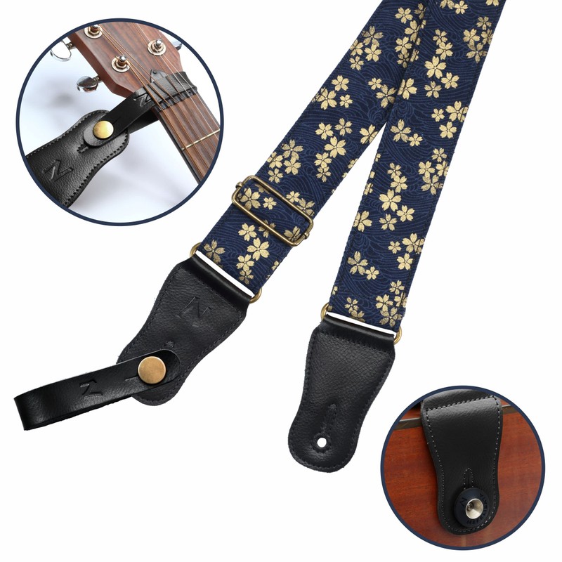 Nefelibata Japanese Cotton Guitar Strap for Acoustic Guitar, Ukulele, Free