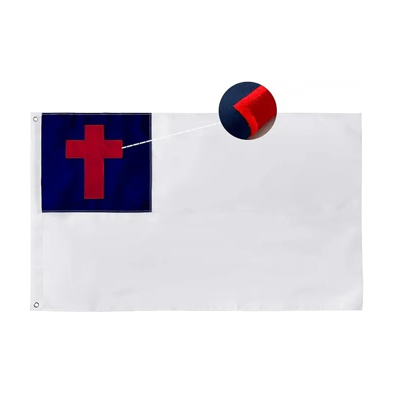Embroidered Large Christian Flag 6x10 Ft Heavy Duty Waterproof Polyester