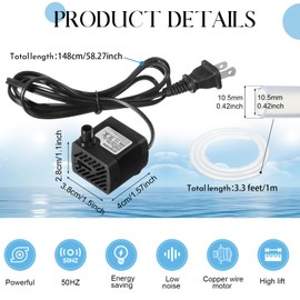 Lounsweer 12 Set Mini Fountain Pump 50 GPH 3W Small Submersible Water Pump with 3.3 ft Tube Electric Quiet Aquarium Pump for Fish Tank, Pond, Pool, Aquariums, Pet Fountain Hydroponics
