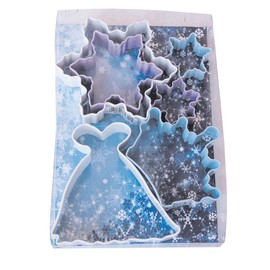 R&M International 1847 Snow Queen Cookie Cutters, Assorted Snowflakes, Crown, Princess Gown, 6-Piece Set