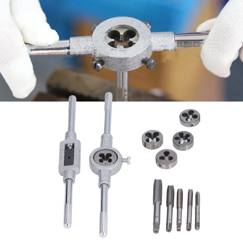 12Pcs Drill Tap Die Wrench Manual Thread Tapping Tool Set