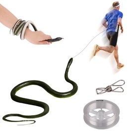 Chapzanink 128cm Realistic Snake Prank with Invisible String & Clip,Snake on a String Prank,Rubber Fake Snake Prank Props for Adults Scary Gag Gift Party Decoration