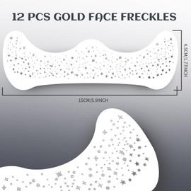 Gootaimi 12Pcs Glitter Freckles, Glitter Freckles Silver Freckles, Face Glitter for Women Makeup Patches, Makeup Freckles Fake Freckles Glitter for Girls Women Silver