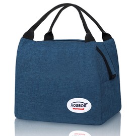 AOSBOS Mini Cool Bag, Small Lunch Bag, Women's Lunch Bag, Insulated Bag for Travel, Thermal Bag, Bicycle, Foldable, Waterproof, Zip, 8.5 L, Navy