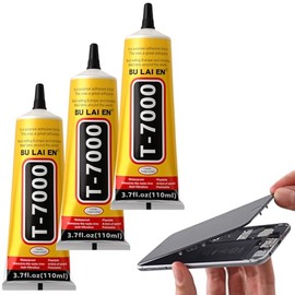 LISAPRO Pegamento Silicona Negra T-7000, Kit 3 Piezas 110ml con Aplicador de Precisión, Secado Rápido de Alta Adherencia Multiuso para Reparación de P