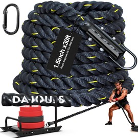 Cuerda de tracción de trineo de entrenamiento de peso, 1.5 x 30 pies, cuerda de tracción de trineo de entrenamiento resistente para tirar de neumáticos, entrenamiento de fútbol, equipo de ejercicio de