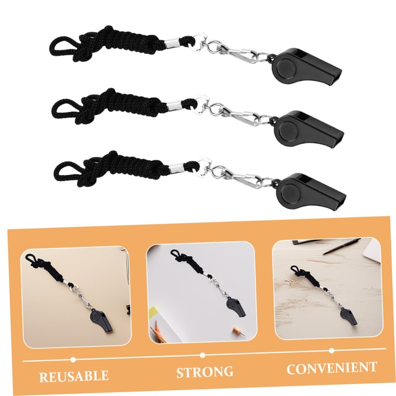 Mipcase 3PCS Plastic Whistles with Lanyard Loud Emergency Referee Whistles