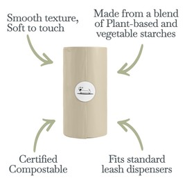 100% Certified Home Compostable and Biodegradable Dog Poop Bags - ASTM D6400 & EN 13432 Compliant Dog Waste Bags – 60 Bags – 4 x Rolls of Plant Based Compostable Poop Bag