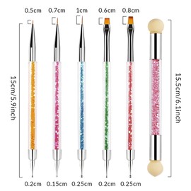 Sularpek 6 Piece Nail Brush Set, Nail Brush, Nail Art Dotting Tools with 1 Sponge Brush Applicator, Brush Nail Design, Nail Art Brush, Gel Nail Brush, Brush for Gel Nails for DIY Nail Art Design