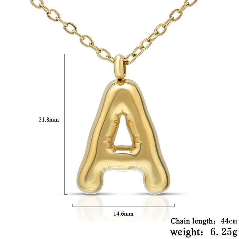 Joacii 18K Gold-Plated Bubble Initial Letter Pendant Necklace for Women