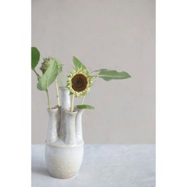 Creative Co-Op Handmade Stoneware Vase with 5 Openings, Reactive Glaze