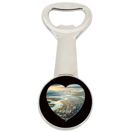 Aniak Alaska Travel Souvenir Destination Heart Shape Design Magnetic Bottle Opener Single