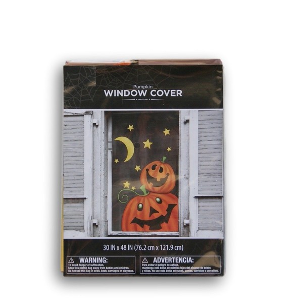 Halloween Pumpkin Jack o' Lantern Window Cover - 30'' x 48''