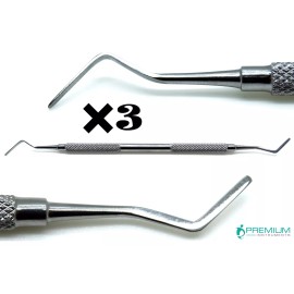 PREMIUM INSTRUMENTS Set of 3 Dental Heidemann Spatula No3 Double End 3mm Composite Filling Tools