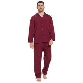 Lora Dora Strong Soul Mens Traditional 2 Piece Pyjamas, Plain Red, M