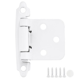 8 Pack 4 Pair White Cabinet Hinges - 1/2 inch Overlay Kitchen Cabinet Hinges, Semi-Concealed Hinges, Self Closing Cabinet Door Hinges with Door Bumper, White Face Mount Cabinet Hardware