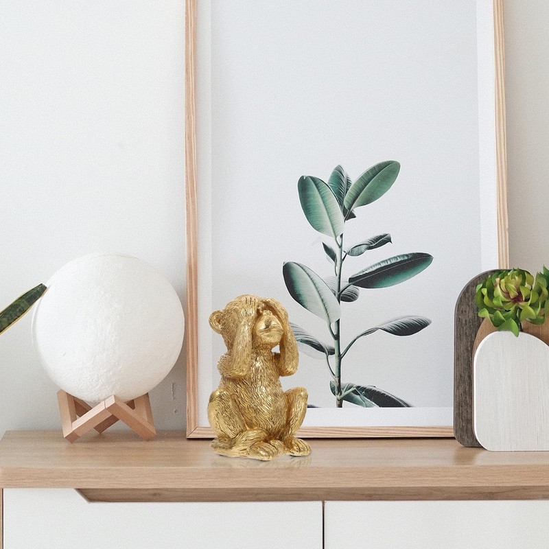 Housoutil Resin Monkeys, Nothing See Gold Monkey Statue, Evil Golden