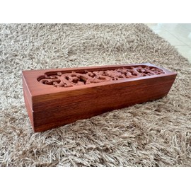 Handcrafted Dragon Design Rosewood Chopsticks Box, Traditional Oriental Carved Storage Case