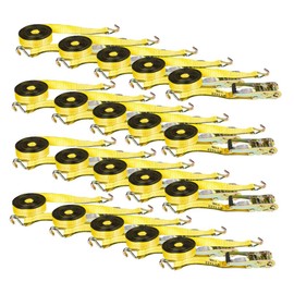 Mytee Products Ratchet Tie-Down Straps with Wire Hook, 2" x 30' Yellow Ratchet Strap | 10,000 Lbs Breaking Strength | Heavy Duty TieDown Ratchet Straps for Flatbed, Truck, Trailers Pickup (4 Pack)