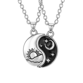 FORUBUS Yin Yang Necklace Sun and Moon Necklace, Dragon Necklace, Wolf Necklace for Men and Women, Matching Yin and Yang for Friendship and Couple Jewelry-sun