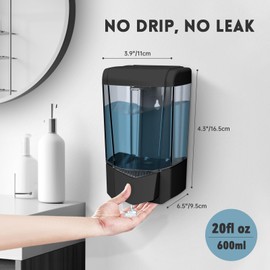BEZADI Hand Liquid Soap Dispenser Wall Mount 20floz Commercial Single Head Manual Push Soap Dispensers ABS 9306 Black