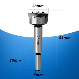 Forstner Drill Bit 28 mm Flat Wing Drill Multi-tooth Wood Drill High Quality Alloys Wood Drill Bit with Round Shank for Drilling in Wood, Plastic, Plywood
