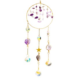 SNAIL GARDEN Suncatchers for Windows,Crushed Stones Hanging Crystals Hanging Ornaments,Suncatcher Crystals for Hanging Wind Chime Crafting for Window Home Garden Office Car Decorations（Purple）