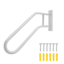 Purife 25 Inch Heavy Duty White Metal Stair Railing Outdoor - Garage, Porch, Garden Steps Rails, U-Shaped Powder Coated Hand Rails for Seniors, Indoor Staircase Handrail