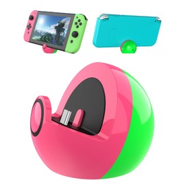 Antank Charging Station for Switch/Switch Lite/Switch OLED, Switch Docking Station with Type-C Port, Portable Switch Lite Charger Switch OLED Charging Stand, No Projection (Pink-Green)