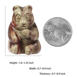 Nupuyai Crazy Lace Agate Hand Carved Mini Crystal Stone Statue Animal Bear, Reiki Energy Healing Figurine Spiritual Ornament Good Luck Home Decor