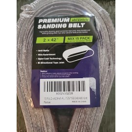 abrasticle Premium Sanding Belt 2x42 MIX High Quality Long Lasting Abrasticle 15 Pack