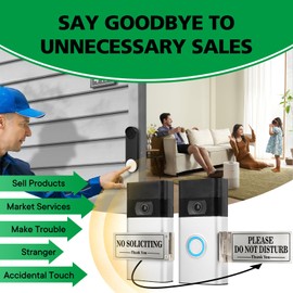 Do Not Disturb Sign for Doorbell – Rotatable No Soliciting Doorbell Cover. Metal sign for front door/house. Easy to install. Great gift for dog owners and exhausted moms with sleeping babies (Silver, DO NOT DISTURB)