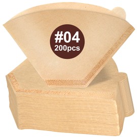 Coffee Filters #4, 200PCS 4 Cone Paper Coffee Filter 8-12 Cup, Unbleached Brown Reusable No 4 Filters Fits for Pour Over and Drip Coffee Maker, Suitable for Home, Coffee Shop Small Business