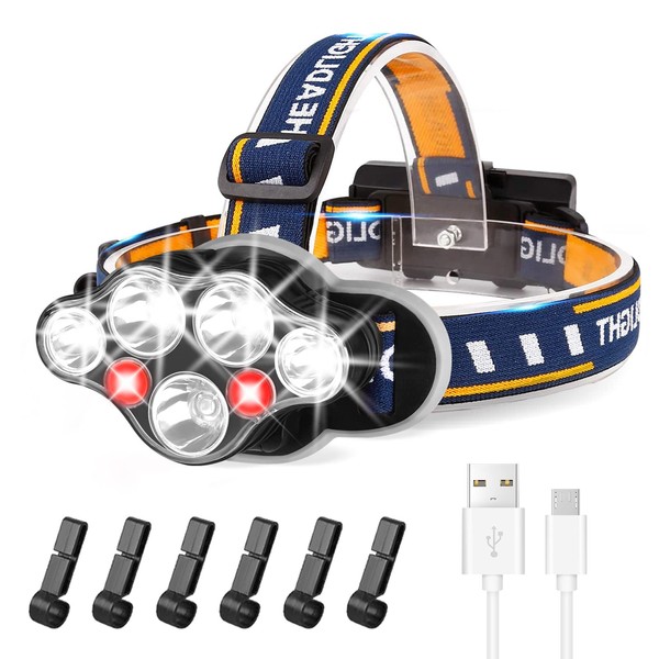 LED Headlamp Rechargeable, 18000 Lumens Bright Camping Head Light with