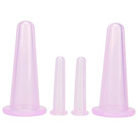 4Pcs Massage Cupping Set Silicone Mini Facial Cups Face Massager Helper Skin Care Neck Back Eyes Massaging Cup Safe to Use, Don't Worry About Burns Health Care Products, Massage Tools (Purple)