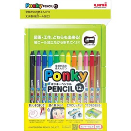 Mitsubishi Pencils K800PK12CLT PONKY PENCIL Colored Pencils Set of 12 Colors