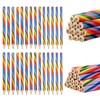 WUFGWBD 28 Pieces Rainbow Pencils, Triangular Pole Rainbow Pencils, Hexagonal