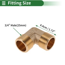 HEROFFIX Brass Pipe Fittings 3/4" Male External Thread Elbow 1.73" 2 Pcs