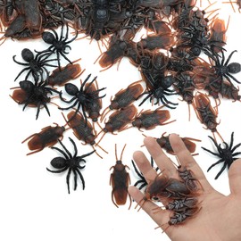 LEKAYIHU 40 PCS Prank Fake Roaches Spiders Lifelike Roaches,Bug Toys for April Fool's Day Prank Gifts Fake Bugs Toys,Creepy Crawlers Bug Maker (Fake Bugs)