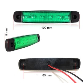 5 Pcs 12v 6 Led Green Side Marker Lights Position Truck Trailer Lorry Cab E mark