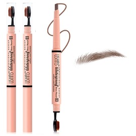 USHAS 2 Pcs Eyebrow Pencil - Eyebrow Pencil with Brush 2-in-1 Dual-Ended EyeBrow Pencils for Women, Eyebrow Makeup Shaper and Filler, Last All-Day and Waterproof (03, Pack of 2)