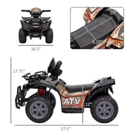Aosom Kids 4-Wheeler Ride on Car, Motorized Quad, 6V Battery Powered Electric Quad with Songs for 18-36 Months - Color: Black