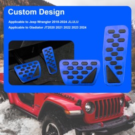 BOYUER for Jeep Wrangler JL 2018-2026/Gladiator JT 2020-2026 2PCS Aluminum Anti-Slip No Drilling Brake and Gas Accelerator Pedal Pad Cover Foot Pedal Pads Kit Interior Decoration Accessories(BLUE)