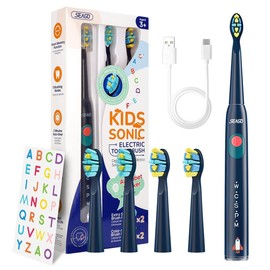 Seago Kids Electric Toothbrush,DIY Stickers, 5 Modes,Ages 3+(Blue) - Color: Yellow