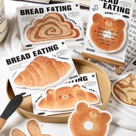 Bread Themed Sticky Note Pads Set 6-in-1, 3x3 Inches 180 Sheets Total Toast Croissant Donut Memo Pads for Kitchen Office Home Use